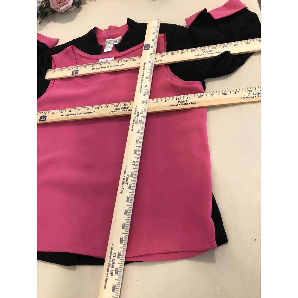 Cold Water Creek 2 Piece Blazer & Vest Women's Size 12 Black Magenta Barbiecore - Picture 8 of 9